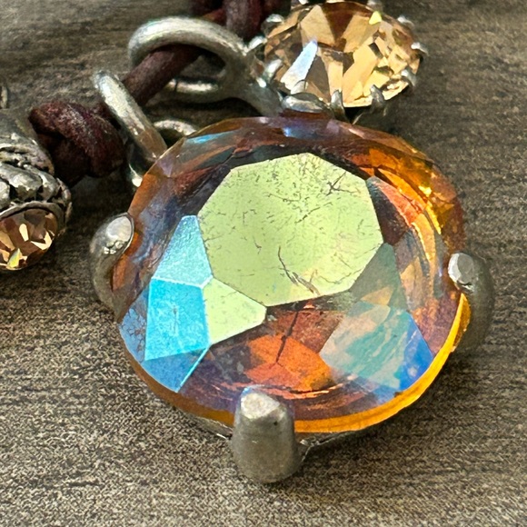 Otazu Classic Leather and Crystal Statement Necklace #G036 butterfly star - Picture 9 of 11